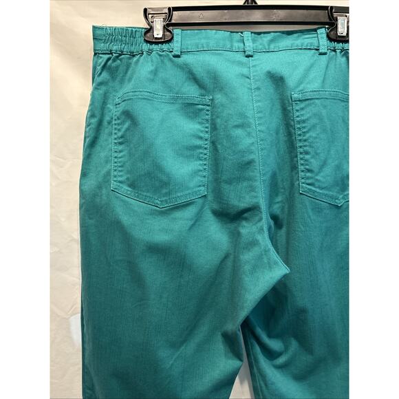 Ruby Rd Petite Women's 14 Teal Pull On Capri Pants Embellished Boho Beachy - Picture 12 of 15